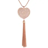 Deja Jewels Rosekleurige lange damesketting met hart en kwastje