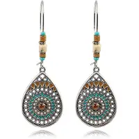 Deja Jewels Dames druppel Boho oorbellen zilver multicolor turquoise stenen