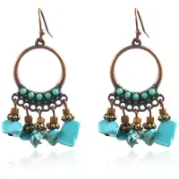 Deja Jewels Ronde dames oorbellen met hangers en turquoise steentjes