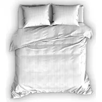 Satin d'or Dekbedovertrek Satijn Streep Wit Satijn-200 x 200 / 220 cm | 2-Persoons