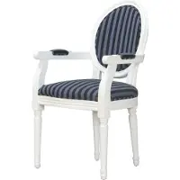Ebuy24 Cremewit barok stoel met armleuning Rococo met zwart gestreepte stof.