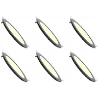 BES LED Voordeelpak LED Downlight Slim 6 Pack - Inbouw Rond 6W - Dimbaar - Warm Wit 3000K - Mat Zwart Aluminium - Ø120mm