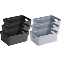Bellatio Set Van 8x Stuks Opbergboxen/opbergmanden 24 Liter Kunststof Zwart En Blauwgrijs - Opbergbox