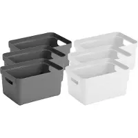 Sunware Set van 8x stuks opbergboxen/opbergmanden 5 liter kunststof wit en antraciet - Opbergbox