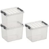 Sunware 3x Kunststof stapelbare opbergbak 3 liter 20 cm - Opbergbox