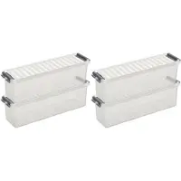 Sunware 4x Kunststof stapelbare opbergbak 1,3 liter 27 x 8,4 x 9 cm - Opbergbox