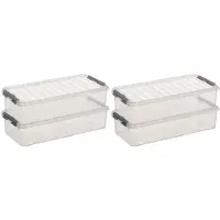 Sunware 4x Kunststof stapelbare opbergbak 6,5 liter 48,5 x 19 x 10,5 cm - Opbergbox