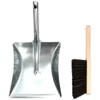 Esschert Design Stoffer En Blik 20 X 20 Cm Staal/hout Zilver