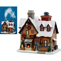 Lemax Thicket falls cabin (smoking) with 4.5v adaptor Kersthuisje
