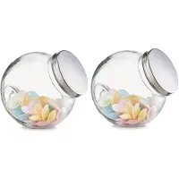 Zeller Set van 2x stuks glazen voorraadpotten/snoeppotten met zilveren deksel 2900 ml - Voorraadpot