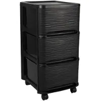 Eda Ladenkast organizer zwart 3x lades met wieltjes L32 x B37 x H61 cm - Ladeblok