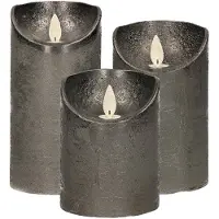 Anna's Collection Set van 3x stuks Antraciet grijze Led kaarsen met bewegende vlam - LED kaarsen