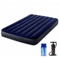 Intex Classic Dura-Beam - Luchtbed - Twijfelaar - Met Repairset en Handpomp -191x137x25 cm - PVC - Blauw