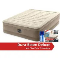Intex Ultra Plush - Luchtbed - Geschikt voor 2 personen - Met reparatieset en ingebouwde pomp - 203x152x46 cm - PVC - Beige