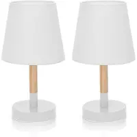 Aigostar 13AS7 - Klassieke Bureaulamp - Leeslamp - Tafellamp - E14 fitting - voor slaapkamer - Wit - 2 stuks