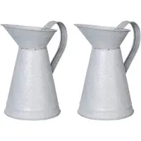 Esschert Design 2x stuks bloemenvazen/kannen/gieters oud zink 20 cm - Schenkkannen