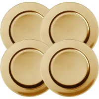 Cepewa Set van 4x stuks diner onderborden goud rond kunststof 33 cm - Onderborden