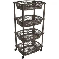 Hega hogar Keuken Opberg Trolleys/roltafels Met 4 Manden 86 Cm Cappuchino Bruin - Opberg Trolley
