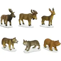 Lumineo 6x stuks kerstdorp accessoires dieren/rendieren - Kerstdorpen