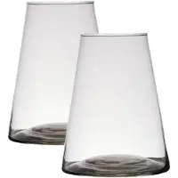 Hakbijl Glass Set van 2x stuks transparante home-basics vaas/vazen van glas 16 x 16 cm Donna - Vazen