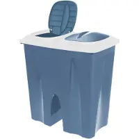 Bell Dubbele wasmand blauw met 2 deksels 50 x 30 x 55 cm - Wasmanden