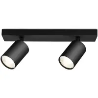 BES LED LED Plafondspot - Brinton Betin - GU10 Fitting - 2-lichts - Rond - Mat Zwart - Kantelbaar - Aluminium