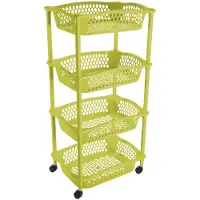 Hega hogar Keuken opberg trolleys/roltafels met 4 manden 86 cm groen - Opberg trolley