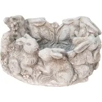 Clayre & Eef Bloempot Konijn Ø 27x12 cm Beige Steen Plantenhouder Beige Plantenhouder