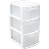 Forte Plastics Witte/transparante ladeblok/bureau organizers met 3 lades 39 x 29 x 59 cm - Ladeblok