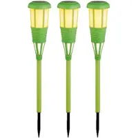 Lumineo 3x stuks solar tuinfakkel/tuinlamp groen op zonne-energie 61 cm - Fakkels