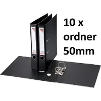 Quantore 10 x Ordner - A4 - 50mm breed - PP kunststof - zwart