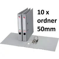 Quantore 10 x Ordner - A4 - 50mm breed - PP kunststof - grijs