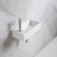 Guido Gusto Fonteinset Mia 40.5x20x10.5cm glans wit links inclusief fontein kraan, sifon en afvoerplug chroom
