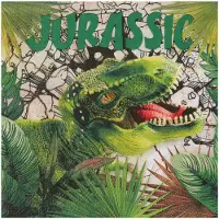 SANTEX dinosaurus thema feest servetten - 20x stuks - 33 x 33 cm - dino/t-rex themafeest