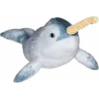 Wild republic knuffel narwal junior 30 cm pluche blauwgrijs