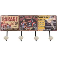 Clayre & Eef Wandkapstok 40x5x17 cm Rood Zwart Ijzer Auto Garage Rood