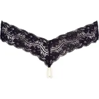 Cottelli collection Rio String met Parel Ketting - Zwart