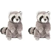 Wild republic pluche knuffel wasbeer - 2x - 25 cm - Wasberen dieren knuffels