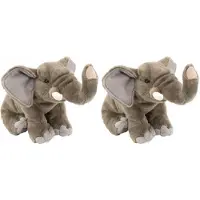 Wild republic 2x stuks pluche olifant knuffel 30 cm - Olifanten knuffeldieren - Speelgoed