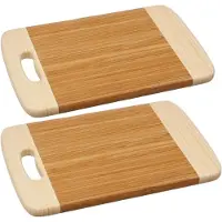 Secret De Gourmet 2x Stuks snijplank met handvat 30 x 20 cm van bamboe hout - Serveerplank - Broodplank