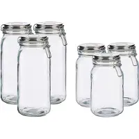 Vivalto Set van 6x stuks luxe keuken voorraadpotten met klepdeksel zilver 1500 en 2100 ml - Voordeelset