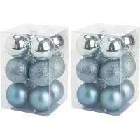 COSY&TRENDY 48x stuks kunststof kerstballen ijsblauw 6 cm mat/glans/glitter - Onbreekbare plastic kerstballen - Kerstversiering