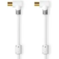Nedis IEC (m) - IEC (v) coaxkabel - haakse connectoren / wit - 1 meter