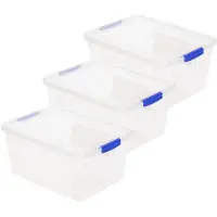 Forte Plastics 3x stuks opslagboxen/bakken/organizers met deksel 16 liter 40 x 30 x 21 cm transparant plastic - Opbergbox