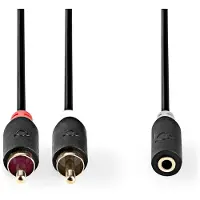 Nedis Tulp (m) - 3,5mm Jack (v) stereo audio adapter kabel / zwart - 1 meter