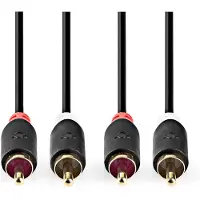 Nedis Tulp stereo audio kabel / zwart - 0,50 meter