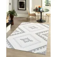 Flycarpets Mallorca Boho Vloerkleed - Creme / Grijs - 140x200 cm - Voor binnen en buiten