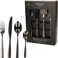 Cepewa 32-delige RVS bestekset mat zwart voor 8 personen - Tafelbestek voor ontbijt lunch en diner