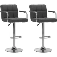 vidaXL Barstoelen 2 st stof donkergrijs