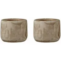 Mica Decorations 2x Ronde houten plantenbakken/bloemenbakken 19 cm - Plantenpotten